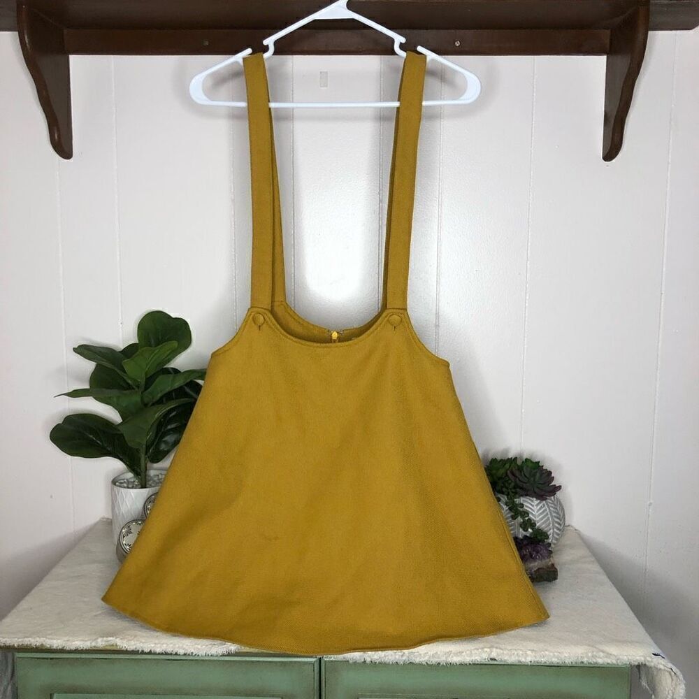 Wild Honey Women's Zip-Up Closure Jumper Skirt Mustard Yellow Medium
